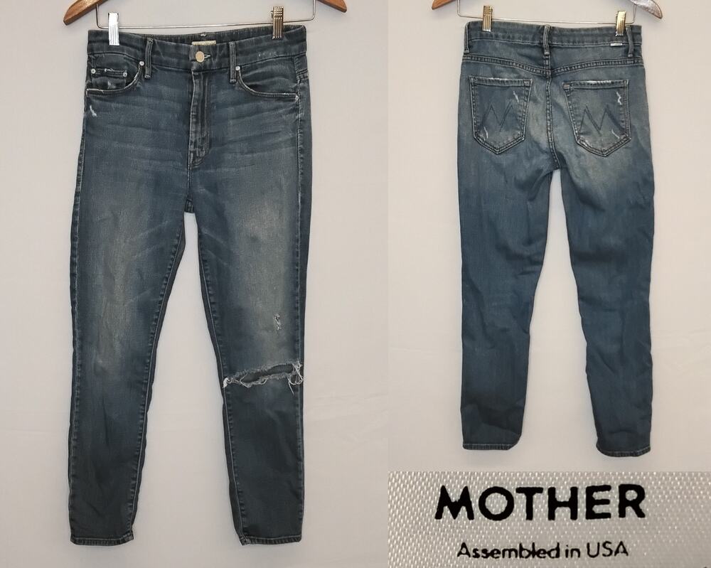 Mother High Waisted Looker Crop Jeans Women's 27X25 Skipping Stones #Z5773